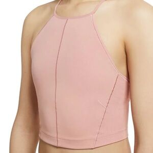 Nike One Fitted Women's Athletic Dri-FIT Yoga Infinalon Cropped Tank Blush Small